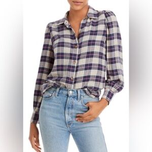 Rails Angelica Plaid Button Down Shirt Almond Pink Navy Size S NWT